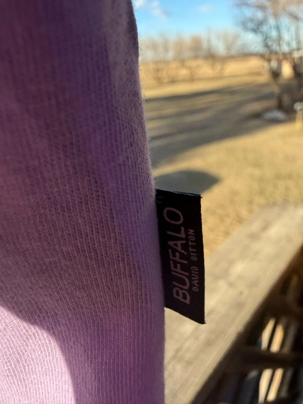 Buffalo David Bitton Lilac Ruffle Sleeve V-Neck Tee - Picture 8 of 9